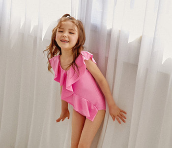 [KIDS] frill V onepiece swimsuit (baby pink) [키즈] 프릴 V 원피스 스윔수트 (베이비 핑크)