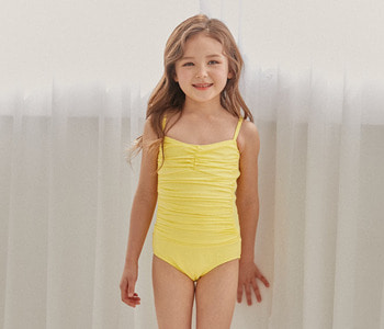 [KIDS] corset one piece swimsuit (lemon) [키즈] 코르셋 원피스 스윔수트 (레몬)