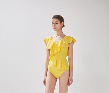 frill V onepiece swimsuit (yellow) 프릴 V 원피스 스윔수트 (옐로)