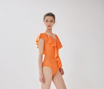 frill V onepiece swimsuit (orange) 프릴 V 원피스 스윔수트 (오렌지)